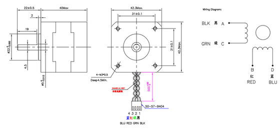NEMA 17 Hibrit Adımlı Motor Çapı 42 mm
